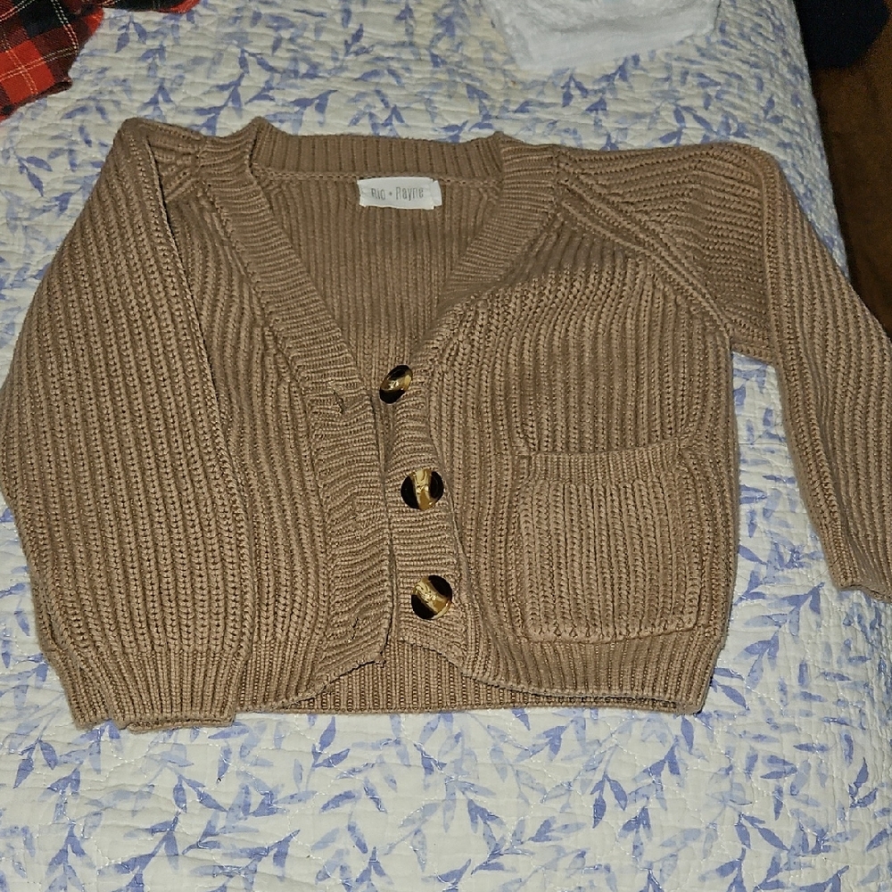 Cozy Tan Knit Cardigan for Kids